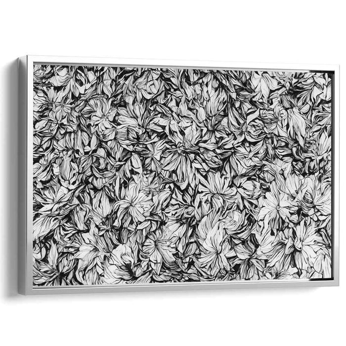 Eternal Blossom Noir: Monochrome Floral Drama Canvas Art Print