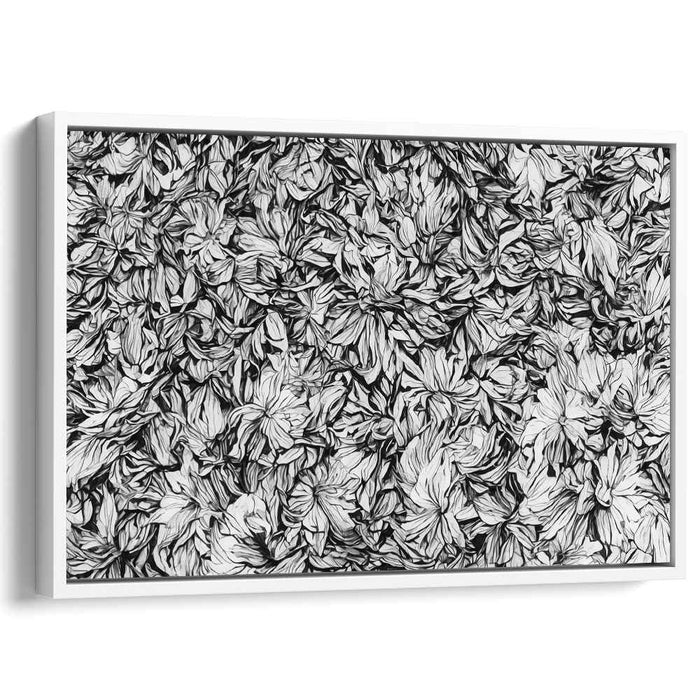 Eternal Blossom Noir: Monochrome Floral Drama Canvas Art Print