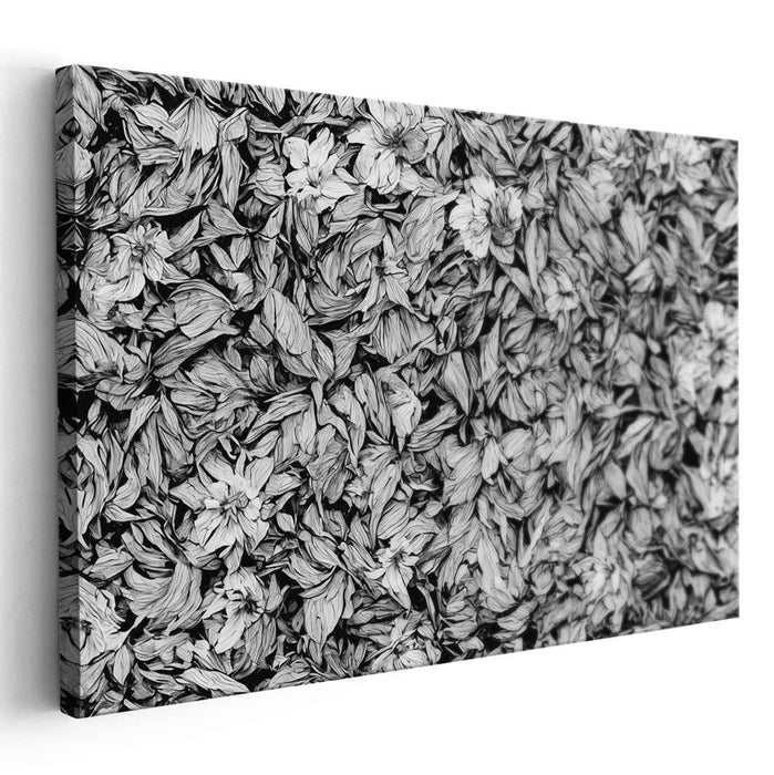Ethereal Monochrome Garden: Sophisticated Floral Black and White Canvas Art