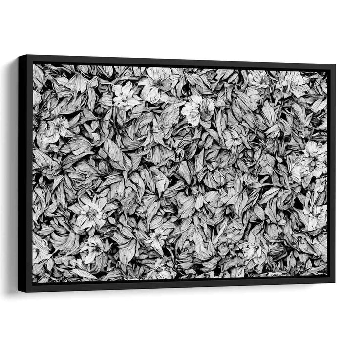 Ethereal Monochrome Garden: Sophisticated Floral Black and White Canvas Art