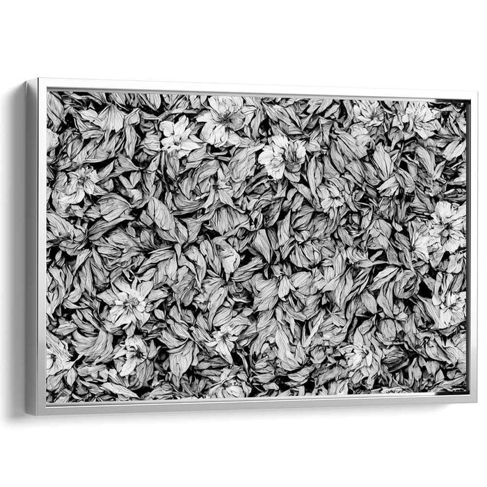 Ethereal Monochrome Garden: Sophisticated Floral Black and White Canvas Art