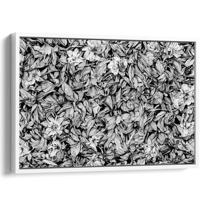 Ethereal Monochrome Garden: Sophisticated Floral Black and White Canvas Art
