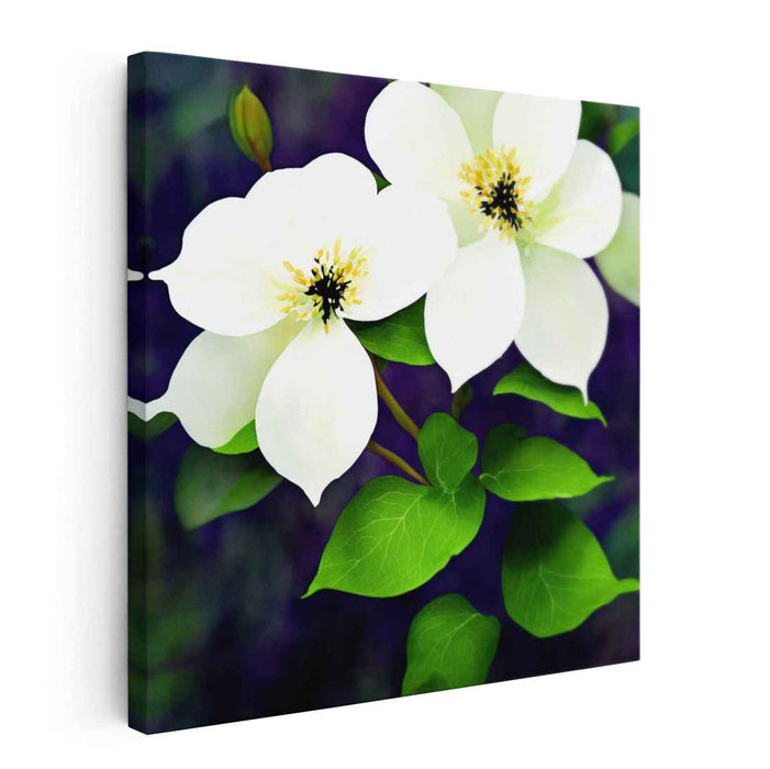 Pristine Petal Impression: Realistic White Flower Canvas Art Print