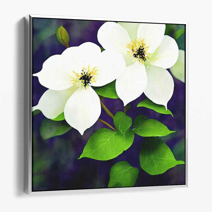 Pristine Petal Impression: Realistic White Flower Canvas Art Print