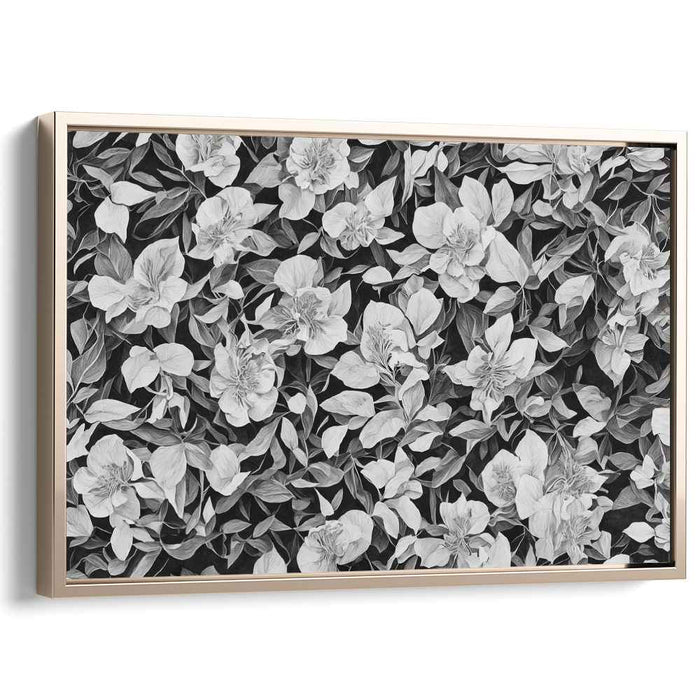Ink Petal Elegy: Monochrome Floral Canvas Art Print