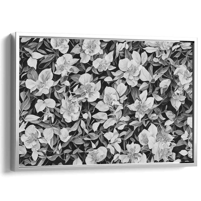 Ink Petal Elegy: Monochrome Floral Canvas Art Print
