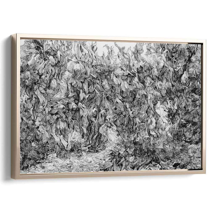 Whispers of Enigma: Intricate Forest Scene in Grayscale Canvas Art