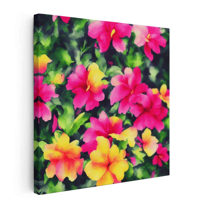 Blooming Crimson Petals: Vibrant Hibiscus Floral Canvas Art Print