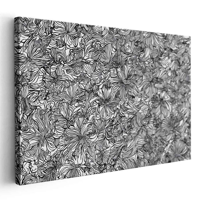 Ink Splattered Monochrome Melody: Black and White Detailed Canvas Art Print
