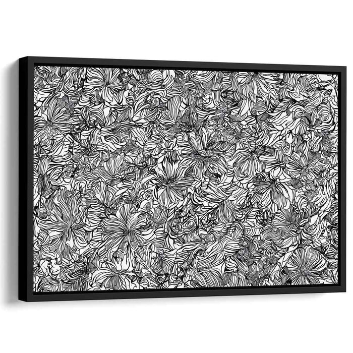 Ink Splattered Monochrome Melody: Black and White Detailed Canvas Art Print