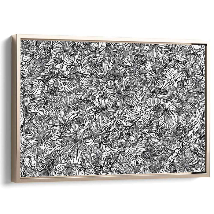 Ink Splattered Monochrome Melody: Black and White Detailed Canvas Art Print