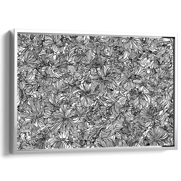 Ink Splattered Monochrome Melody: Black and White Detailed Canvas Art Print