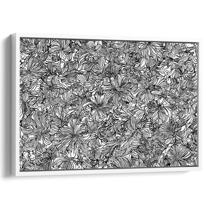 Ink Splattered Monochrome Melody: Black and White Detailed Canvas Art Print