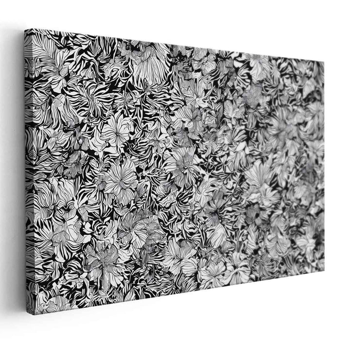 Ink Bloom Impressions: Detailed Black and White Botanical Art Print