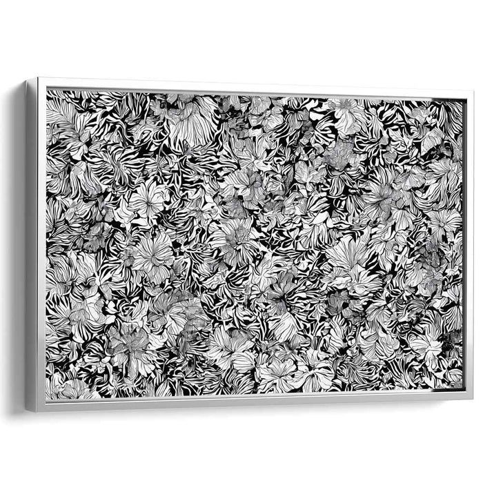 Ink Bloom Impressions: Detailed Black and White Botanical Art Print