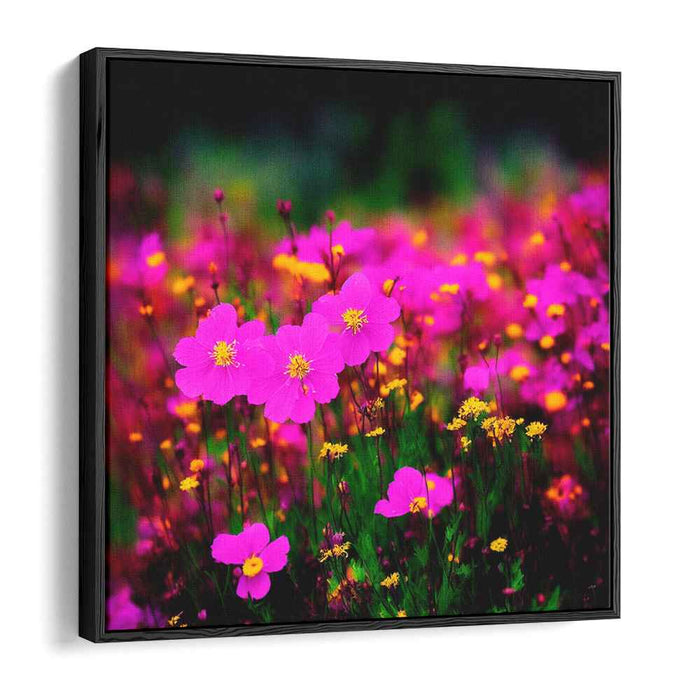 Magenta Blooms Essence: Vivid Magenta Floral Canvas Art Print