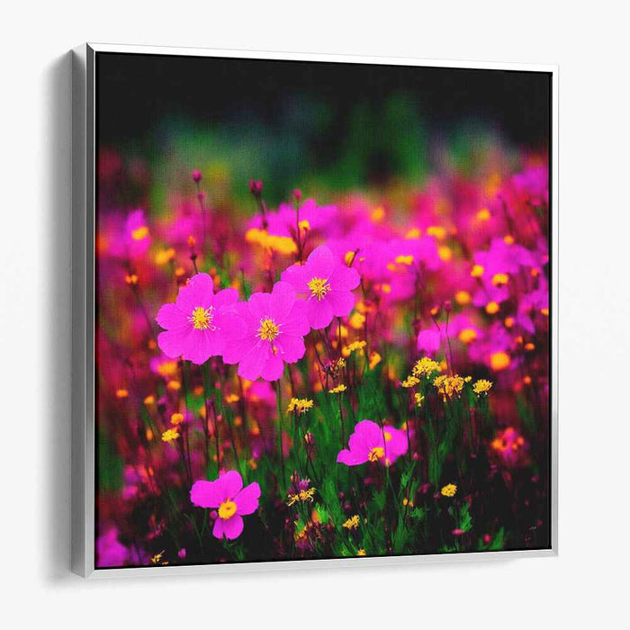 Magenta Blooms Essence: Vivid Magenta Floral Canvas Art Print