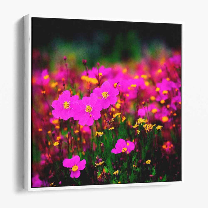 Magenta Blooms Essence: Vivid Magenta Floral Canvas Art Print