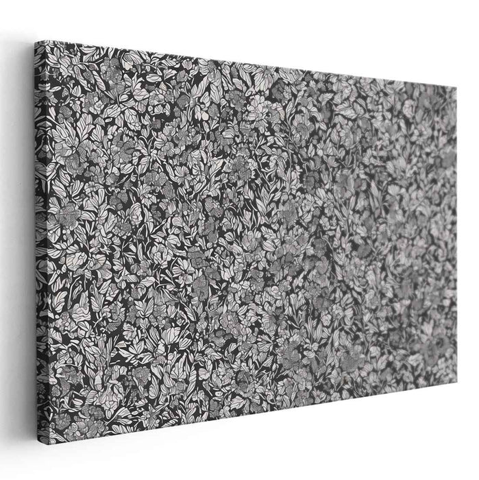 Inky Flora Etchings: Intricate Black and White Botanical Canvas Art