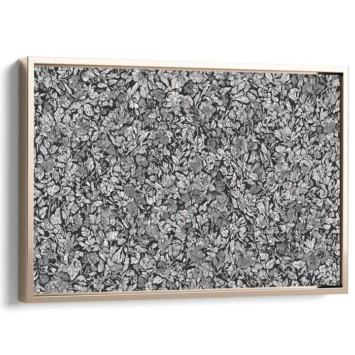 Inky Flora Etchings: Intricate Black and White Botanical Canvas Art