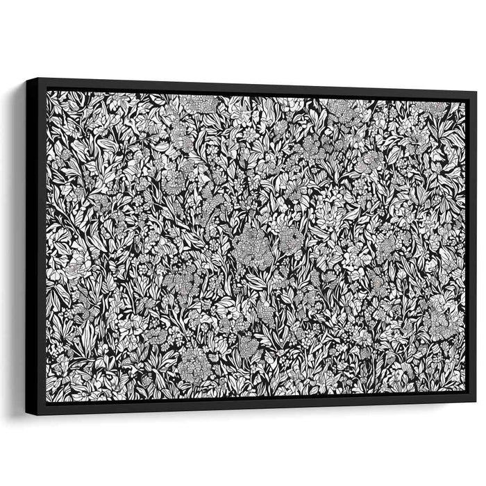 Ink Melodies: Detailed Floral Black and White Canvas Art