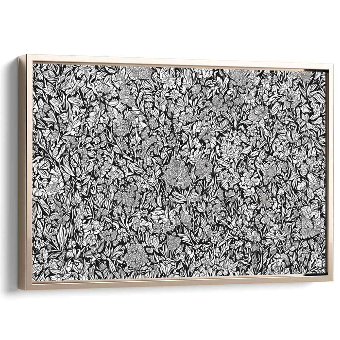 Ink Melodies: Detailed Floral Black and White Canvas Art