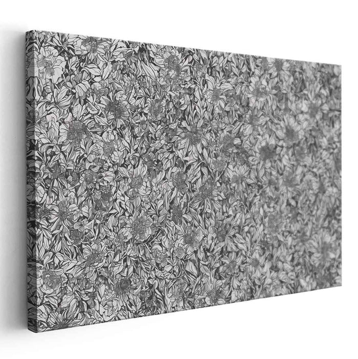 Ink Blooms Surreal: Black and White Botanical Canvas Art Print