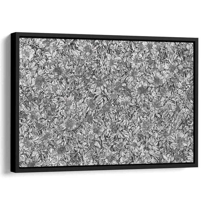 Ink Blooms Surreal: Black and White Botanical Canvas Art Print