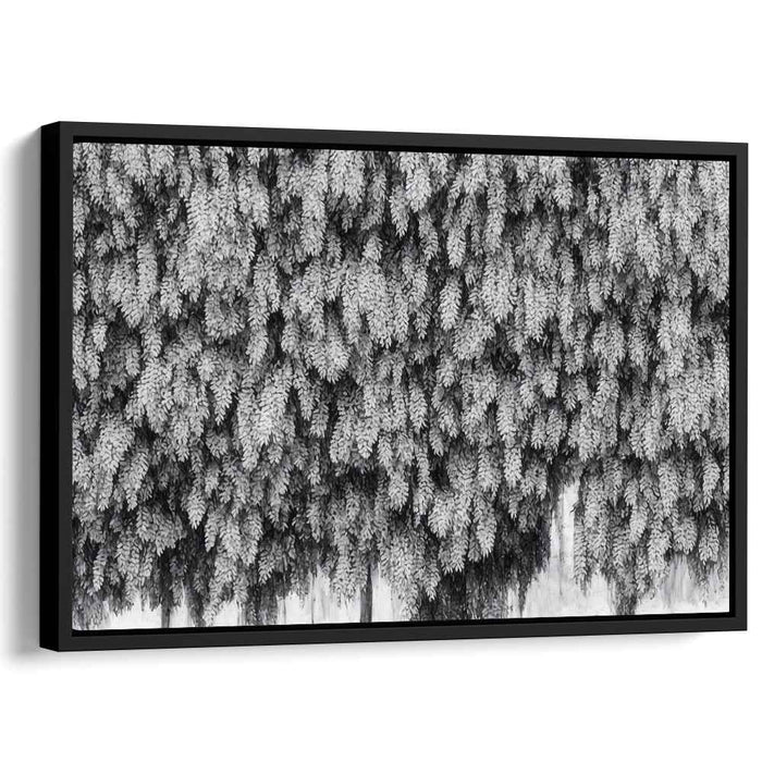 Leafy Overture: Monochrome Foliage Realism Canvas Art Print
