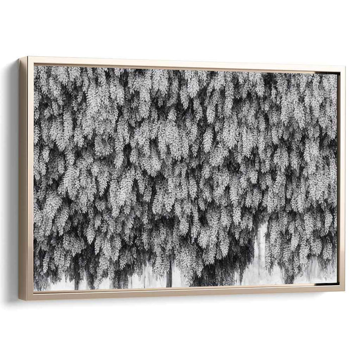 Leafy Overture: Monochrome Foliage Realism Canvas Art Print