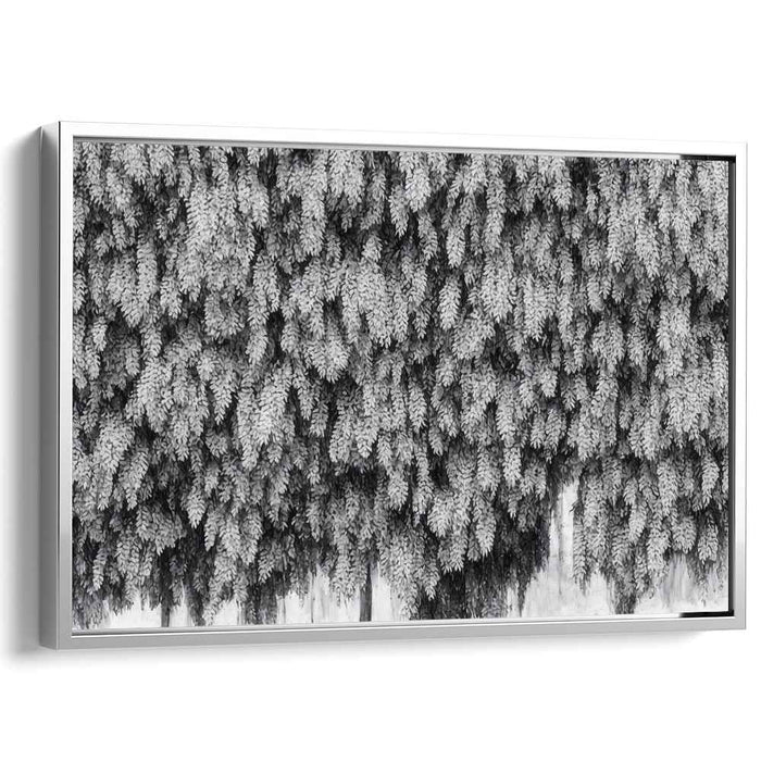 Leafy Overture: Monochrome Foliage Realism Canvas Art Print