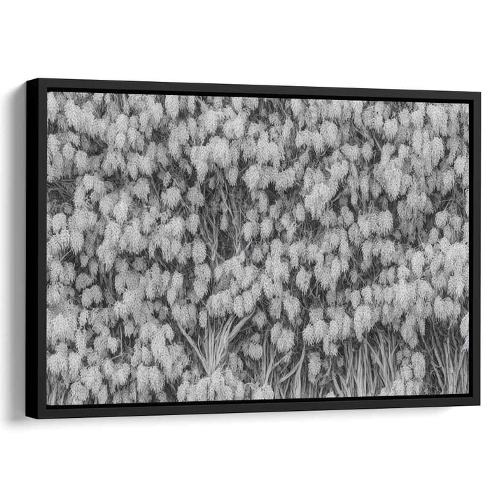 Leaf Veins Harmony: Monochromatic Leafy Tapestry Canvas Art Print