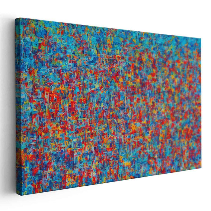 Nebula Mosaic: Abstract Expressionist Blue and Red Canvas Art Print
