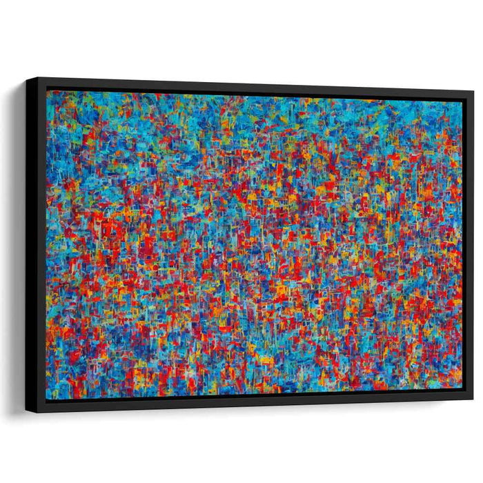 Nebula Mosaic: Abstract Expressionist Blue and Red Canvas Art Print