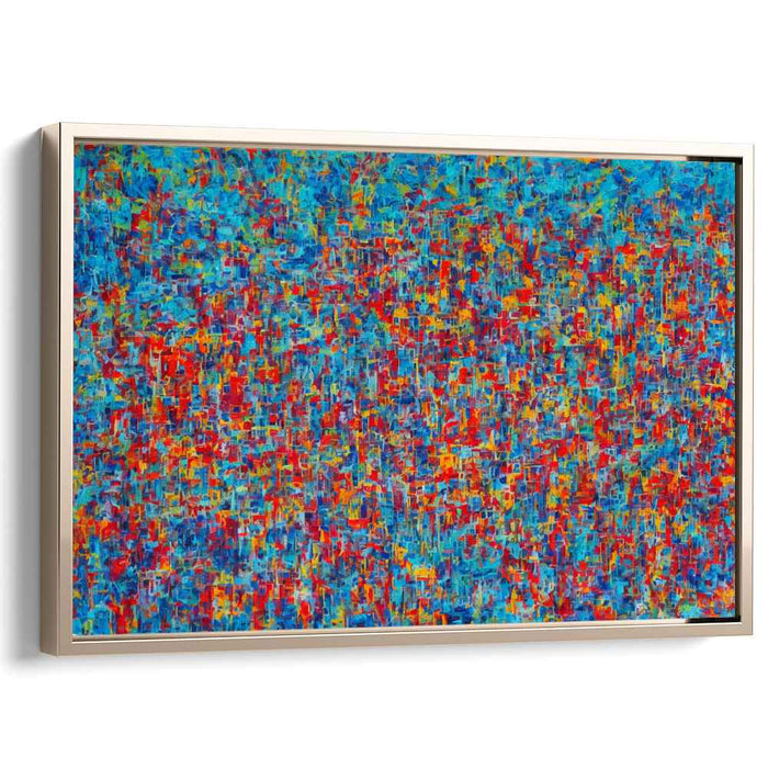 Nebula Mosaic: Abstract Expressionist Blue and Red Canvas Art Print