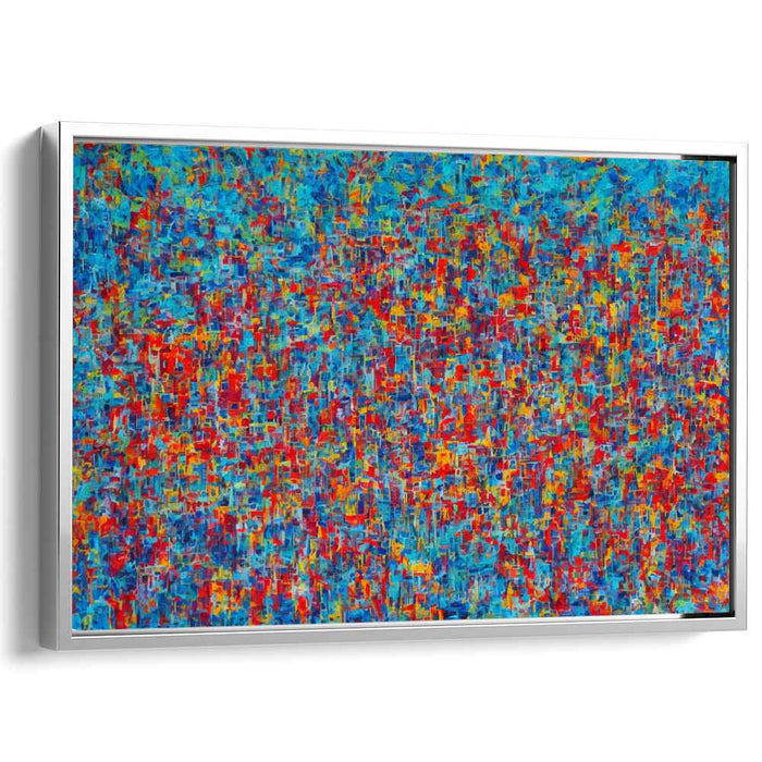 Nebula Mosaic: Abstract Expressionist Blue and Red Canvas Art Print