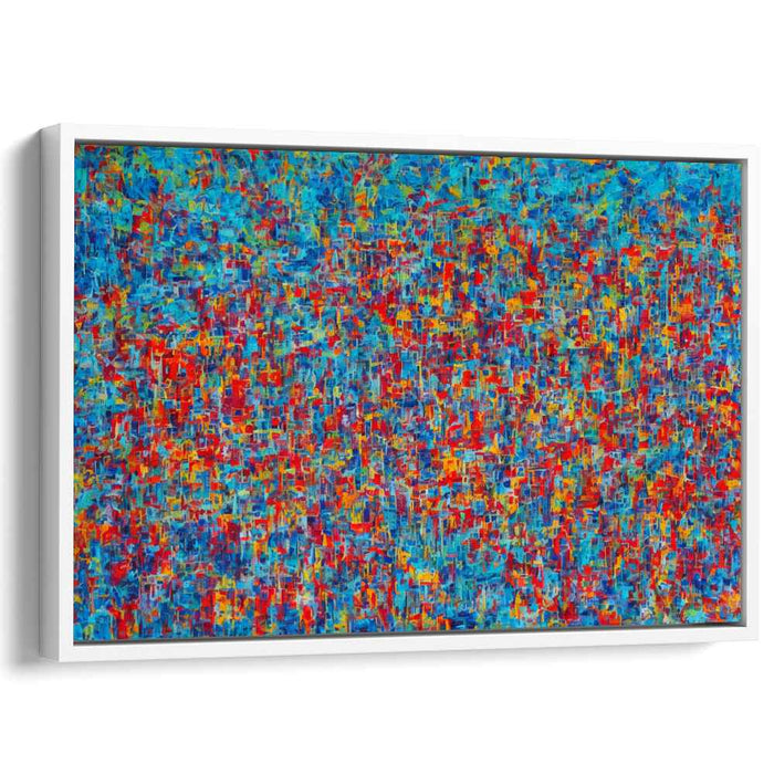 Nebula Mosaic: Abstract Expressionist Blue and Red Canvas Art Print