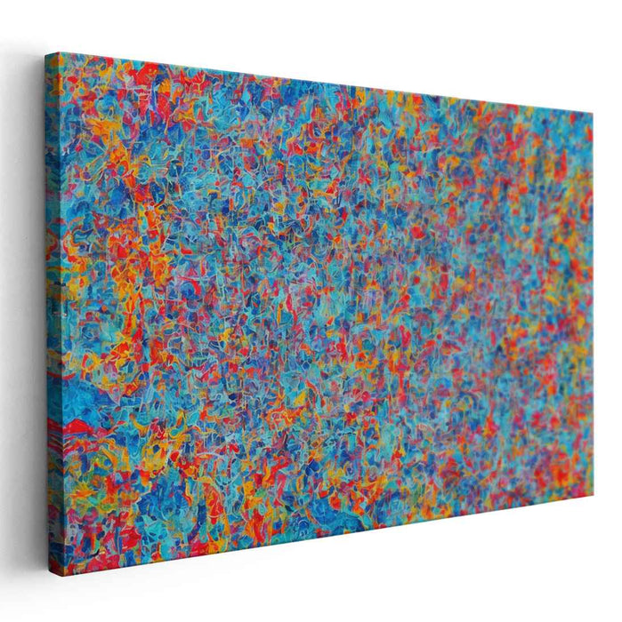 Flamestrokes Symphony: Abstract Expressionist Blue and Fiery Canvas Art Print