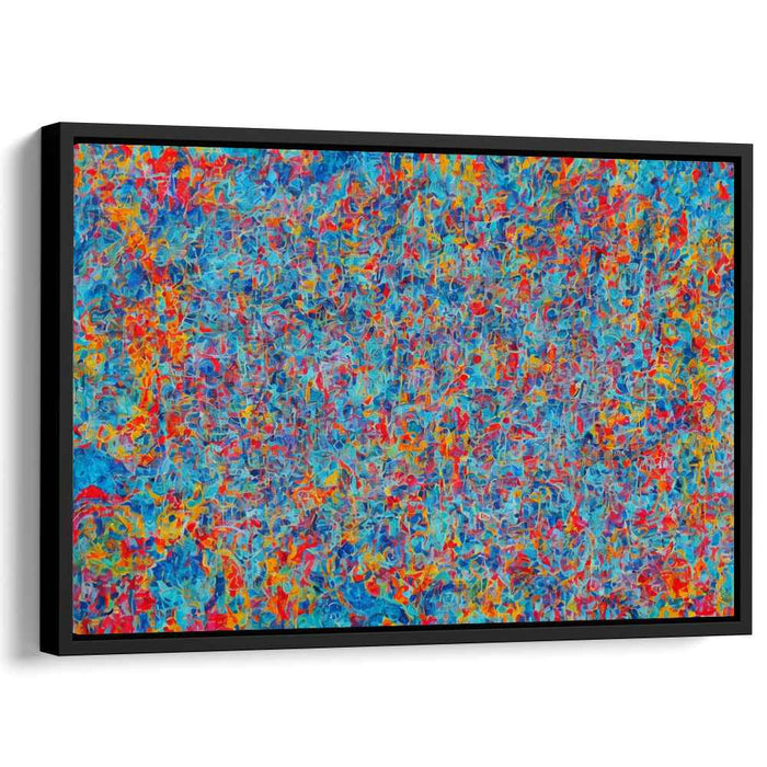 Flamestrokes Symphony: Abstract Expressionist Blue and Fiery Canvas Art Print