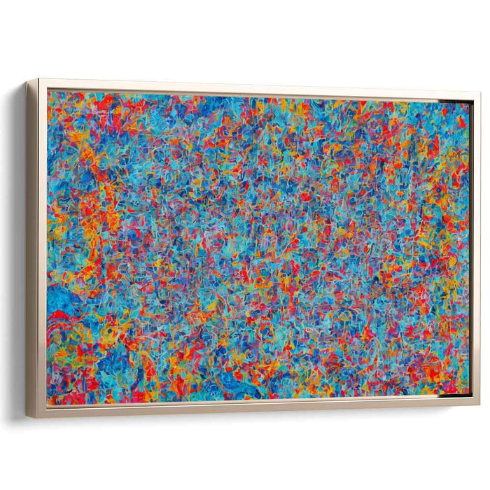 Flamestrokes Symphony: Abstract Expressionist Blue and Fiery Canvas Art Print