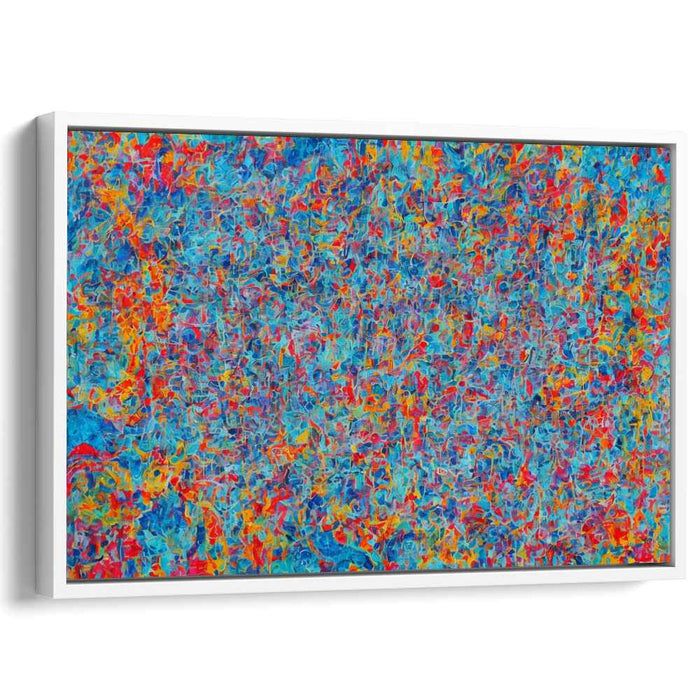 Flamestrokes Symphony: Abstract Expressionist Blue and Fiery Canvas Art Print