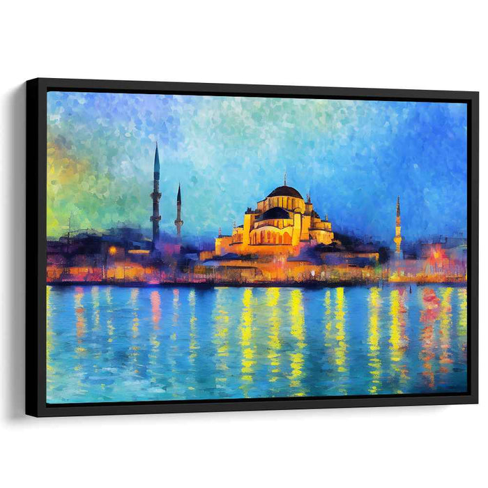 Illuminated Istanbul: Impressionist Skyline Canvas Art Print