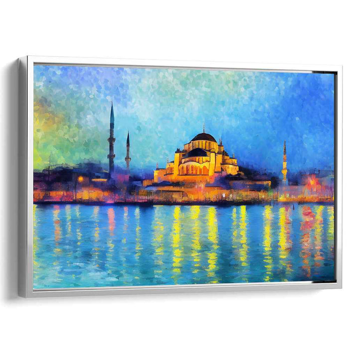 Illuminated Istanbul: Impressionist Skyline Canvas Art Print