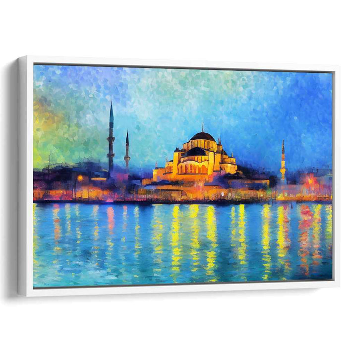 Illuminated Istanbul: Impressionist Skyline Canvas Art Print