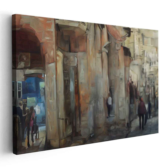 Historic Alleyway: Sunlit Urban Passage Canvas Art Print