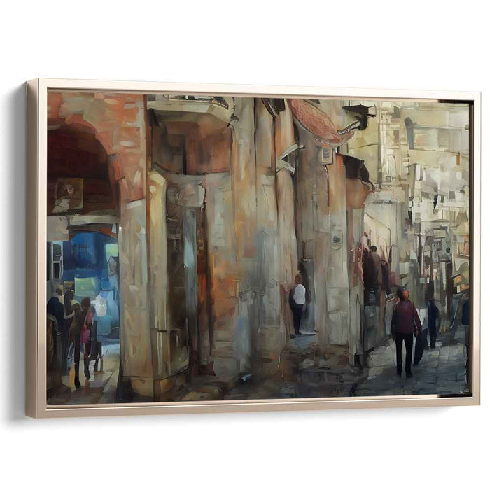 Historic Alleyway: Sunlit Urban Passage Canvas Art Print