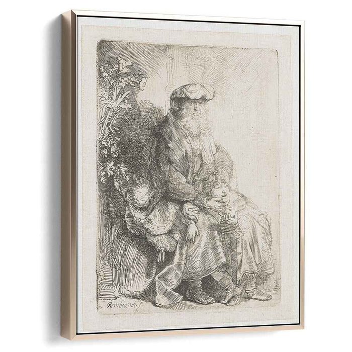 Jacob caressing Benjamin (1637) by Rembrandt