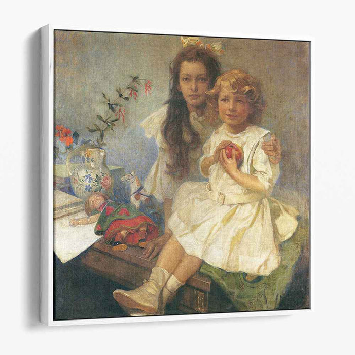 Jaroslava and Jiri, the Artist's Children (1919) by Alphonse Mucha