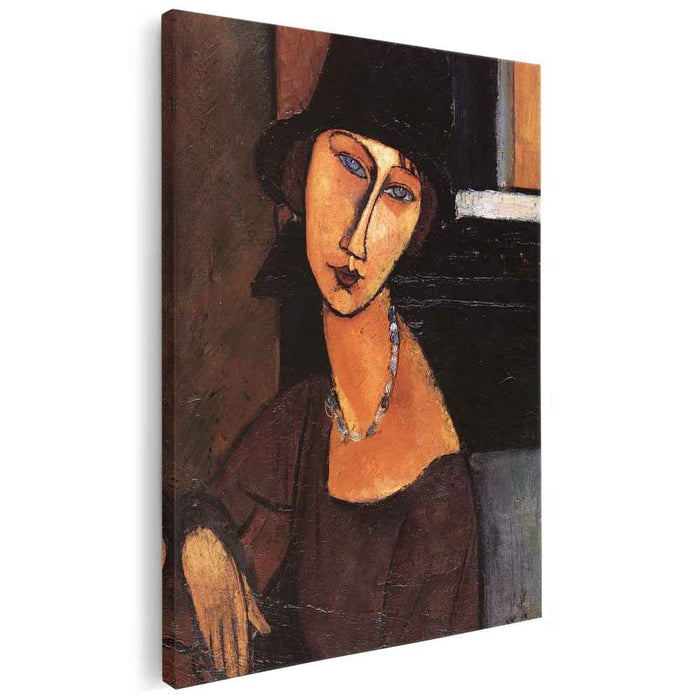 Jeanne Hebuterne with Hat and Necklace (1917) by Amedeo Modigliani