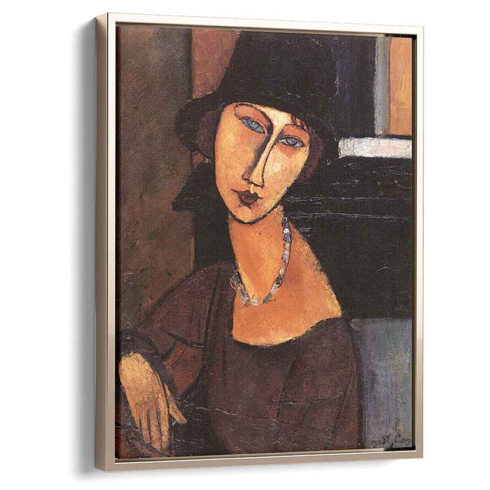 Jeanne Hebuterne with Hat and Necklace (1917) by Amedeo Modigliani